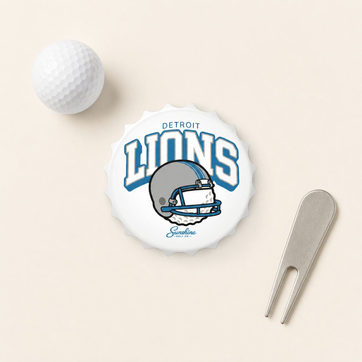 Detroit Golf Bottle Opener, Magnetic Bottle Opener, Vintage Bootleg Motor City Golf Gift, Blue Silver Gameday Bar Decor, Michigan Golf Gift