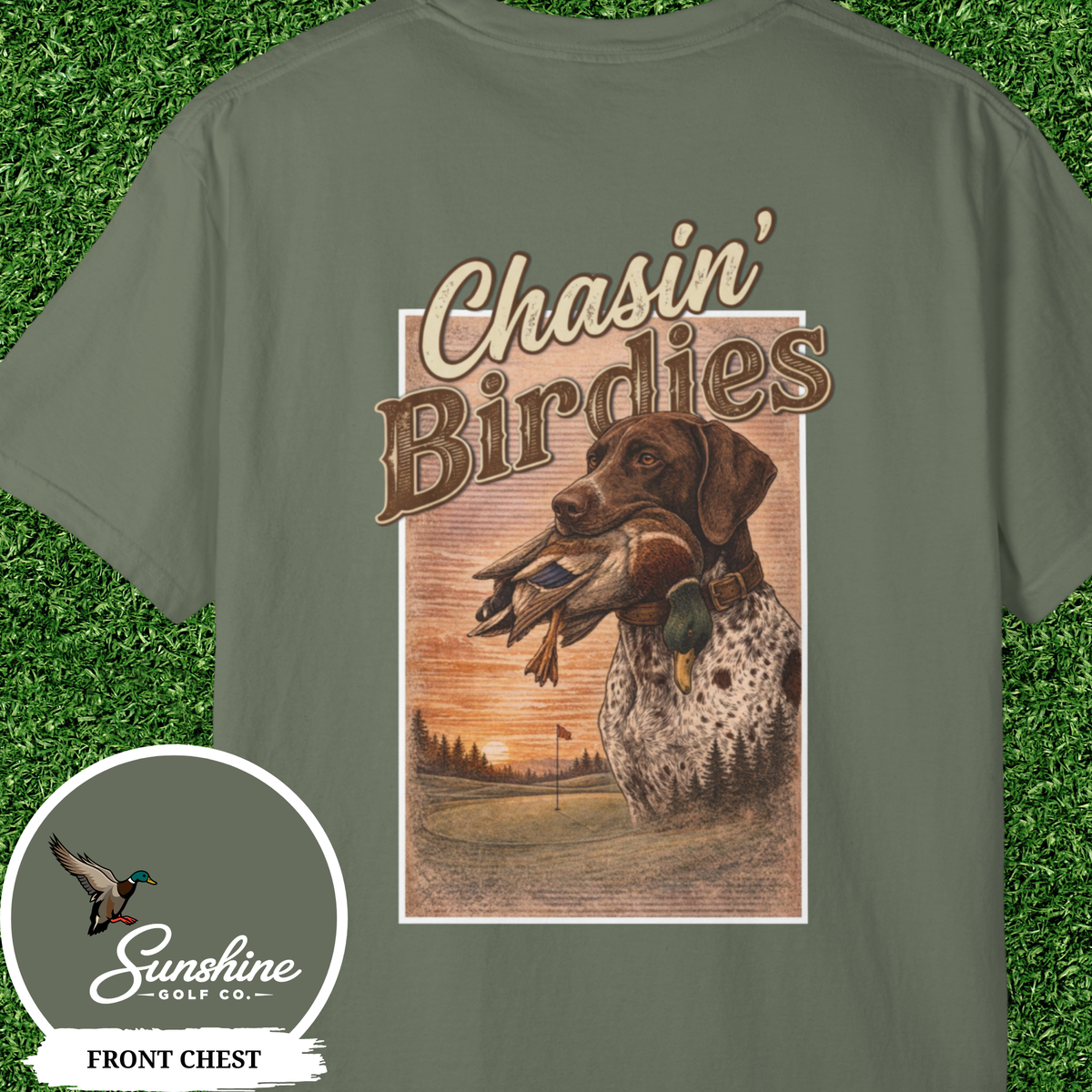 Chasin' Birdies Pointer Dog T-shirt | Hunting Retriever Design