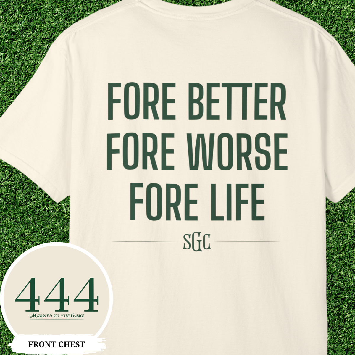 Fore Better Fore Worse Fore Life Tee, Funny Golf Shirt, Vintage Golf Gift for Him, Comfort Colors 444 Married to the Game T-Shirt