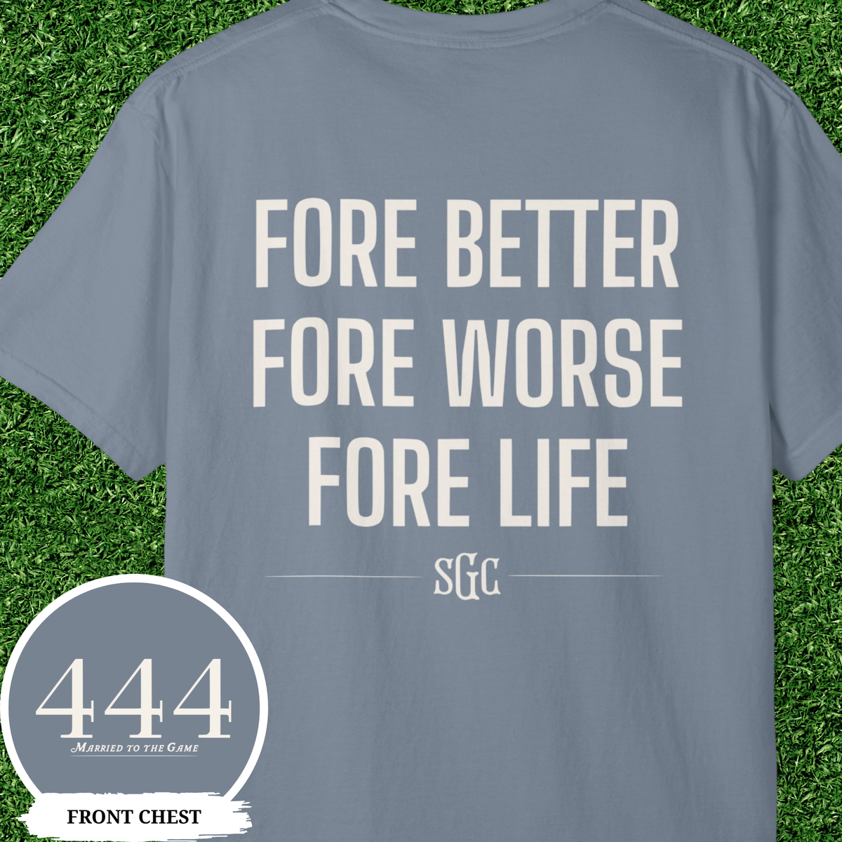 Fore Better Fore Worse Fore Life Tee, Funny Golf Shirt, Vintage Golf Gift for Him, Comfort Colors 444 Married to the Game T-Shirt