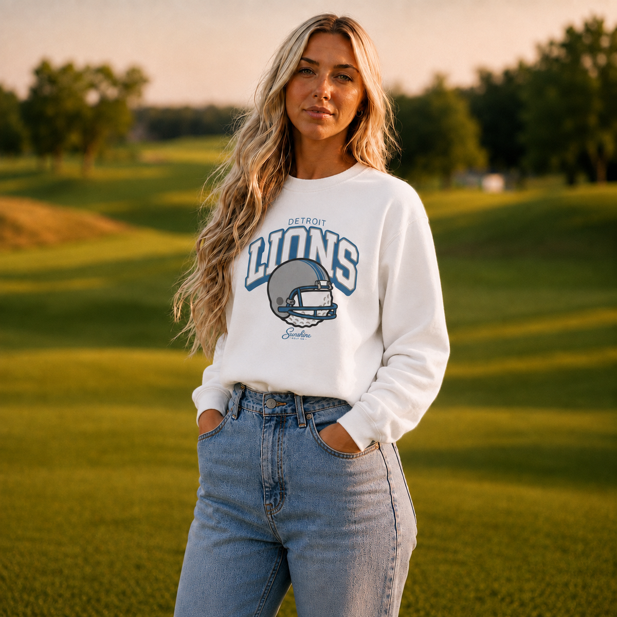 Detroit Golf Sweatshirt, Vintage Bootleg Crewneck, Motor City Golf Gift, Blue Silver Gameday Sweatshirt, Michigan Golf Apparel