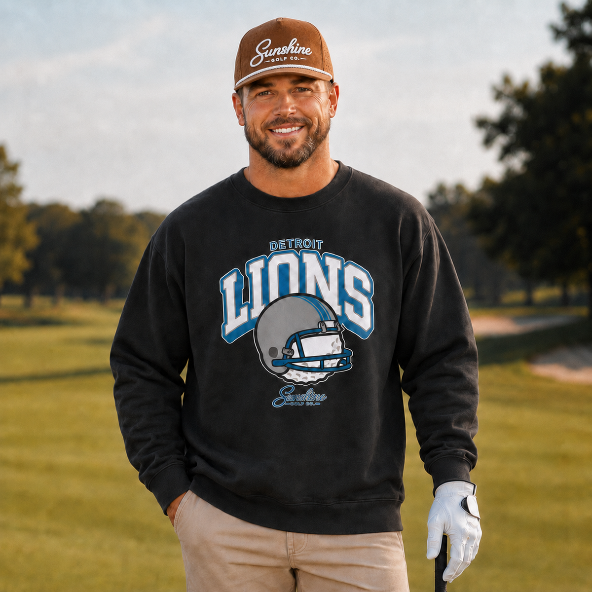 Detroit Golf Sweatshirt, Vintage Bootleg Crewneck, Motor City Golf Gift, Blue Silver Gameday Sweatshirt, Michigan Golf Apparel