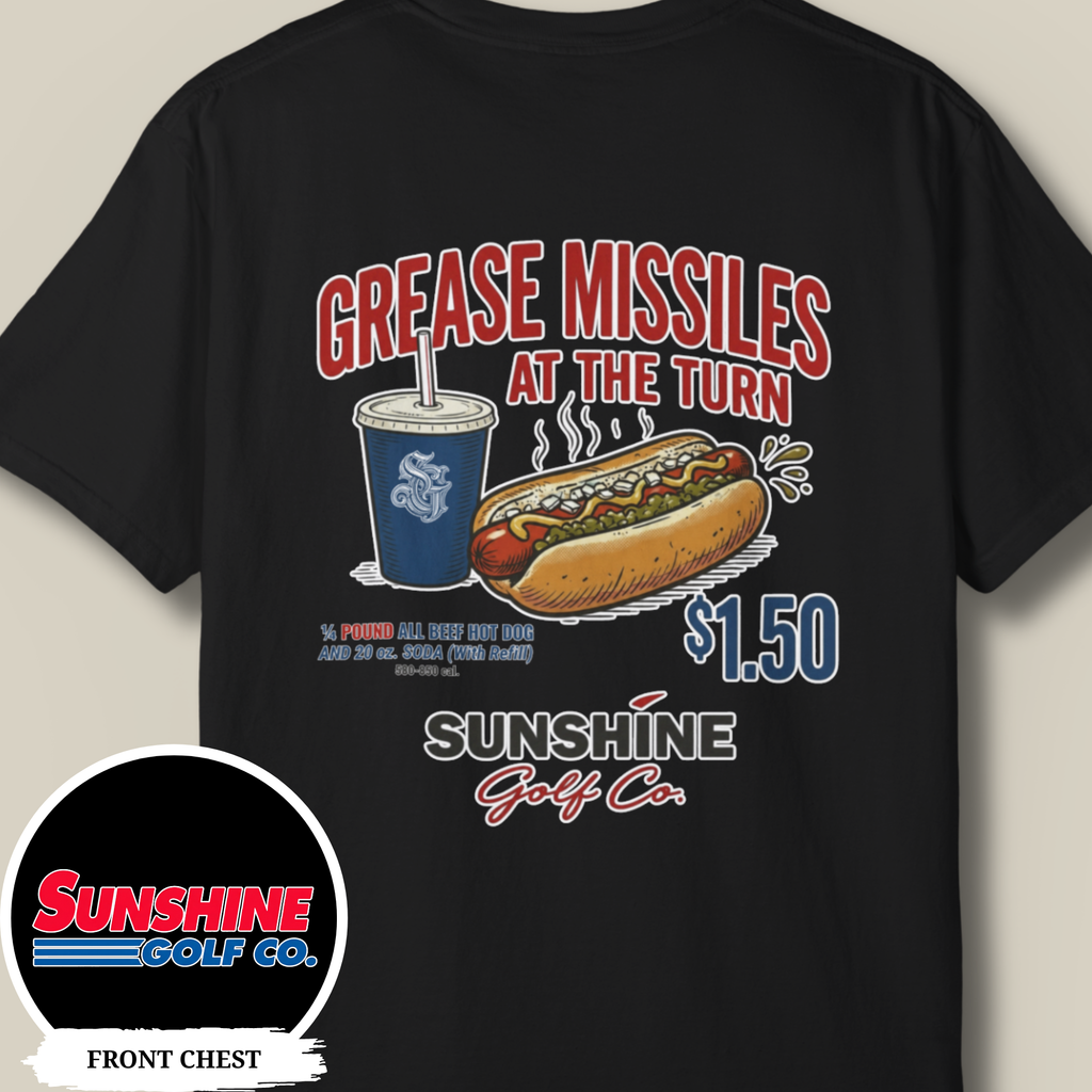 Funny Golf Shirt, Hot Dog Golf Tee, Comfort Colors Golf T-Shirt, Golf Humor Shirt, Snack Bar Tee, Golf Gift for Him, Back Print Tee