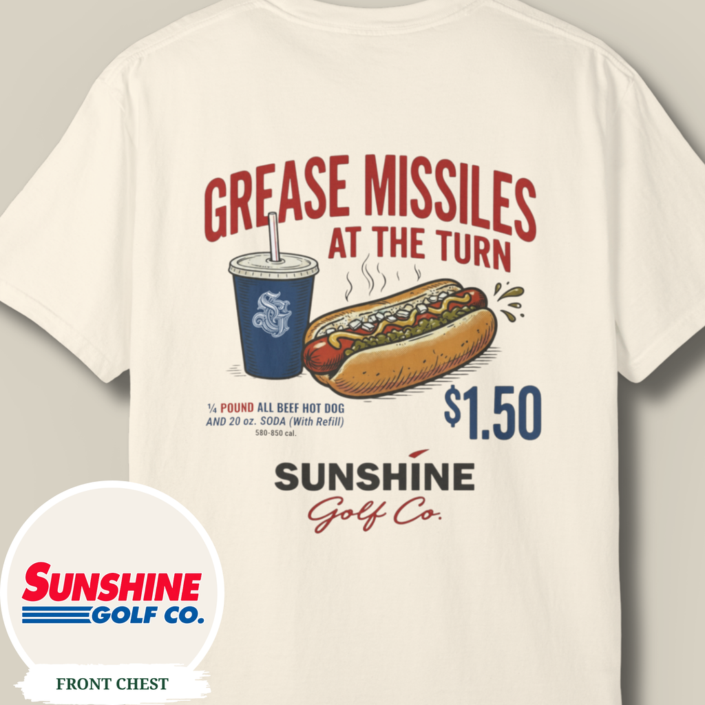 Funny Golf Shirt, Hot Dog Golf Tee, Comfort Colors Golf T-Shirt, Golf Humor Shirt, Snack Bar Tee, Golf Gift for Him, Back Print Tee