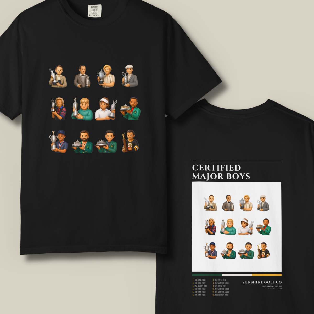 Golf Legends T Shirt, Vintage Golf Champions Tee, Retro Golf Poster Shirt, Golf Gift for Him, Two Sided Comfort Colors Tee