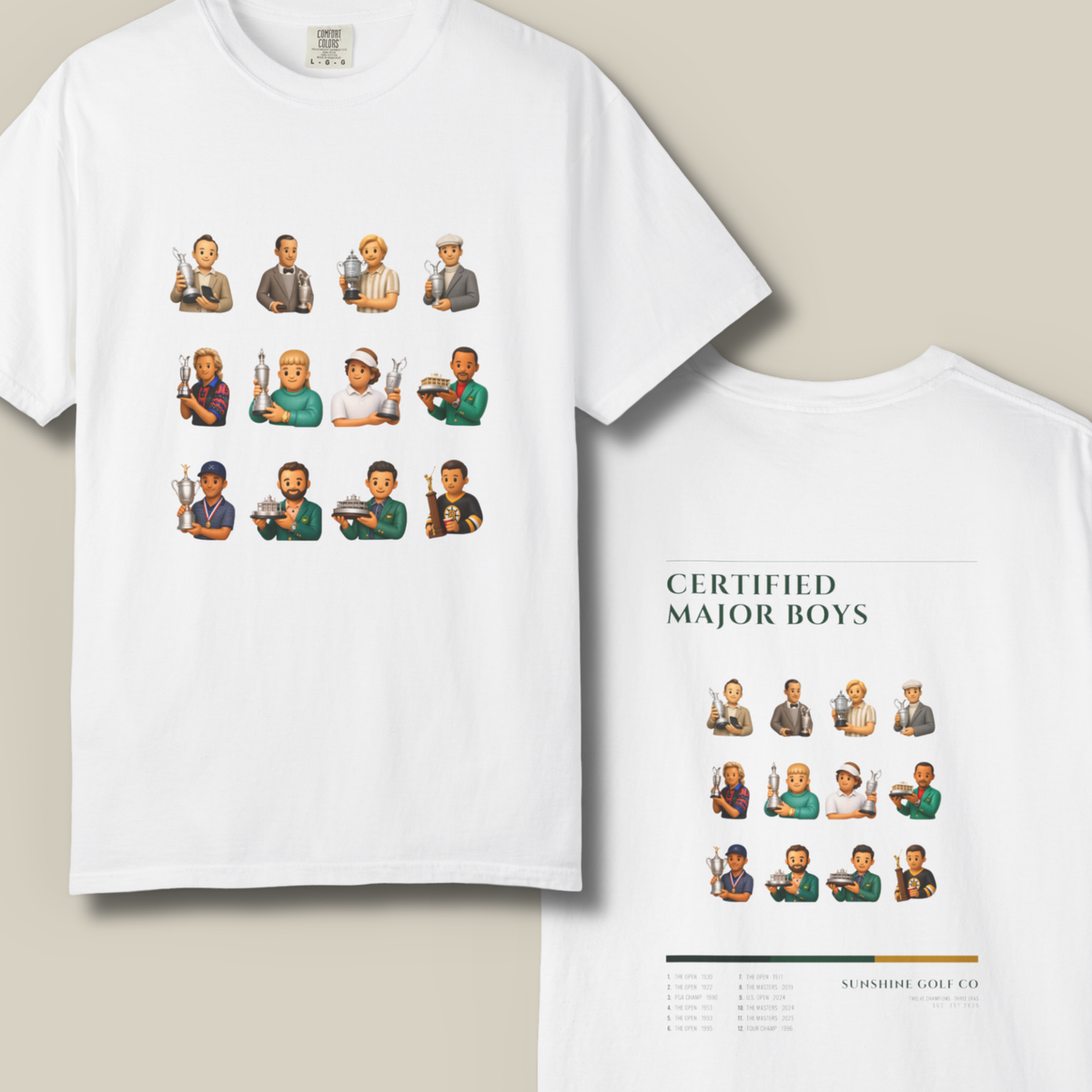 Golf Legends T Shirt, Vintage Golf Champions Tee, Retro Golf Poster Shirt, Golf Gift for Him, Two Sided Comfort Colors Tee