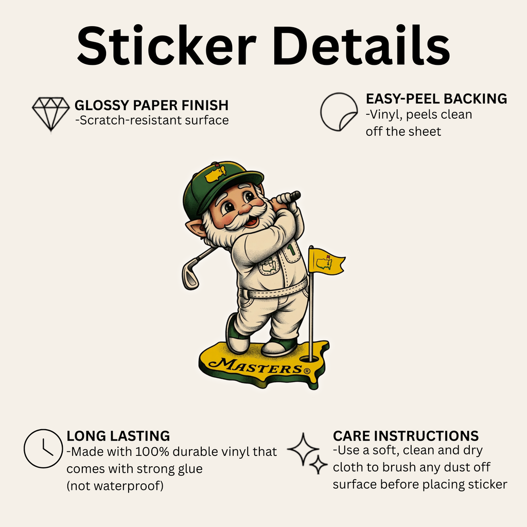 Golf Gnome Sticker | Funny Golf Vinyl Decal | Kiss Cut Sticker | Water Bottle Sticker | Golfer Gift | Golf Cart Cooler Laptop Decal
