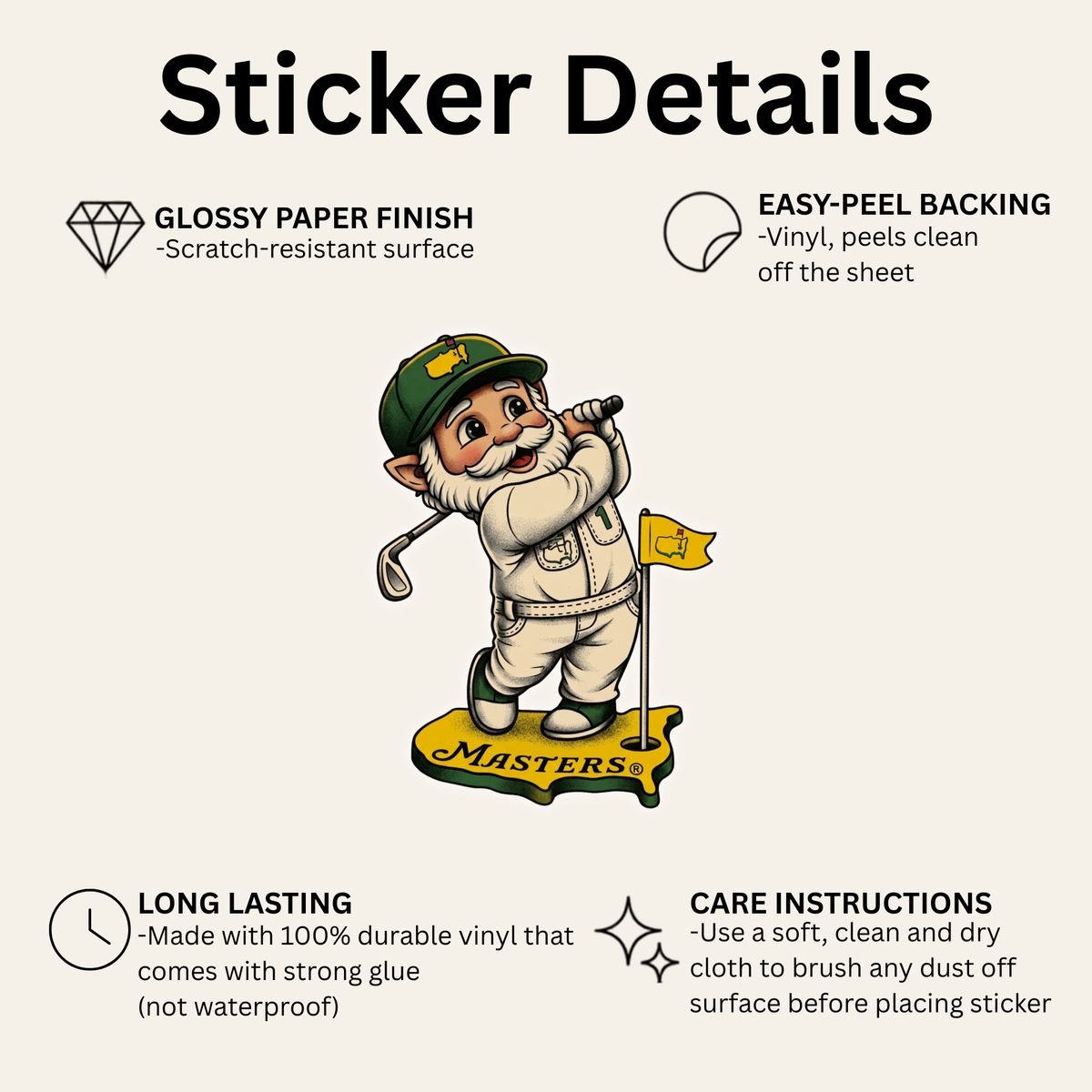 Golf Gnome Sticker | Funny Golf Vinyl Decal | Kiss Cut Sticker | Water Bottle Sticker | Golfer Gift | Golf Cart Cooler Laptop Decal
