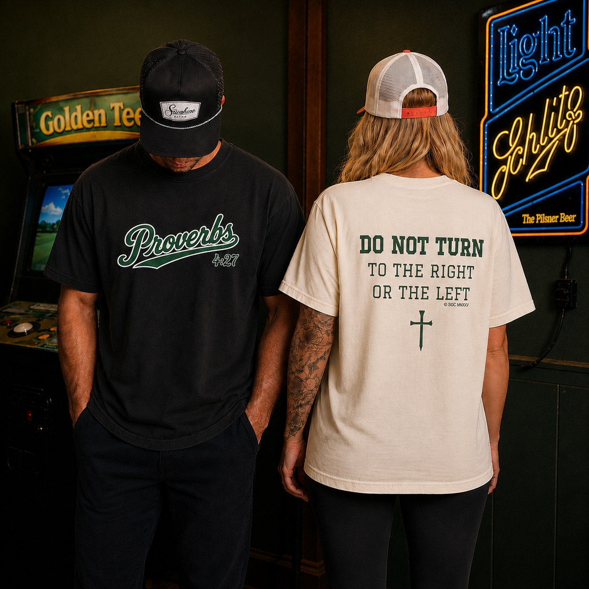 Proverbs 4:27 Golf Shirt, Do Not Turn Right or Left Christian Golf Tee, Funny Golf Gift for Men, Faith Scripture Tee, Comfort Colors