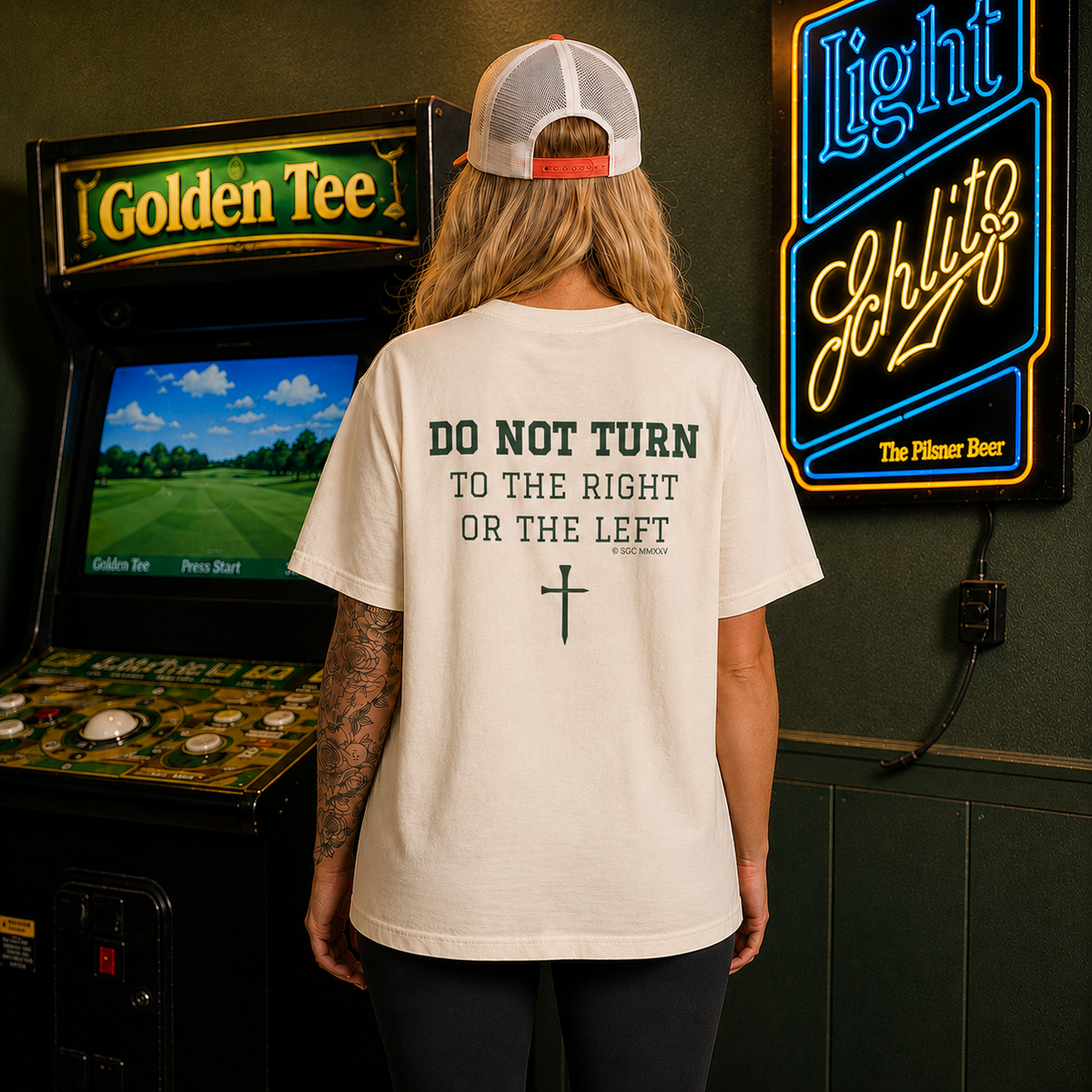Proverbs 4:27 Golf Shirt, Do Not Turn Right or Left Christian Golf Tee, Funny Golf Gift for Men, Faith Scripture Tee, Comfort Colors