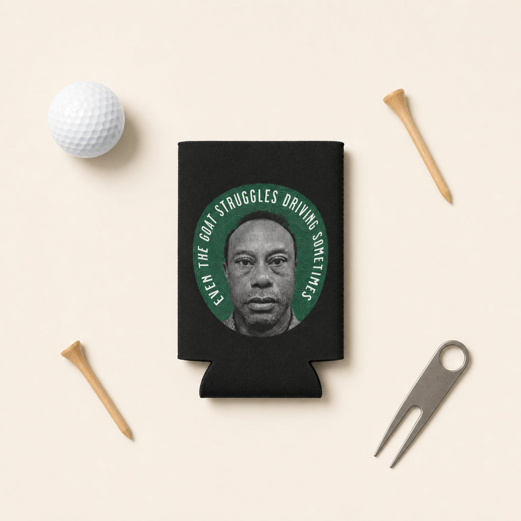 Funny Golf Can Koozie | "Even the GOAT Struggles Driving Sometimes" Beer Sleeve | Golf Gift for Him | Golfer Can Cooler | Golf Accessory