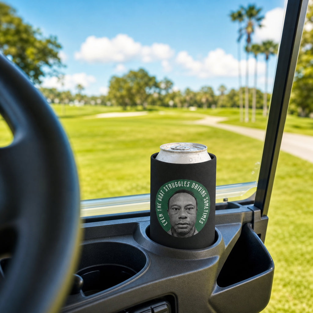 Funny Golf Can Koozie | "Even the GOAT Struggles Driving Sometimes" Beer Sleeve | Golf Gift for Him | Golfer Can Cooler | Golf Accessory