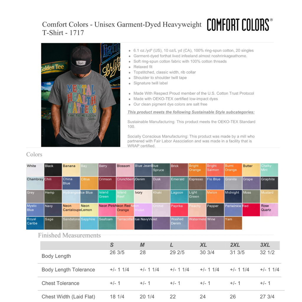 Mental Health Matters T-Shirt | Take The Mulligan colorful typography