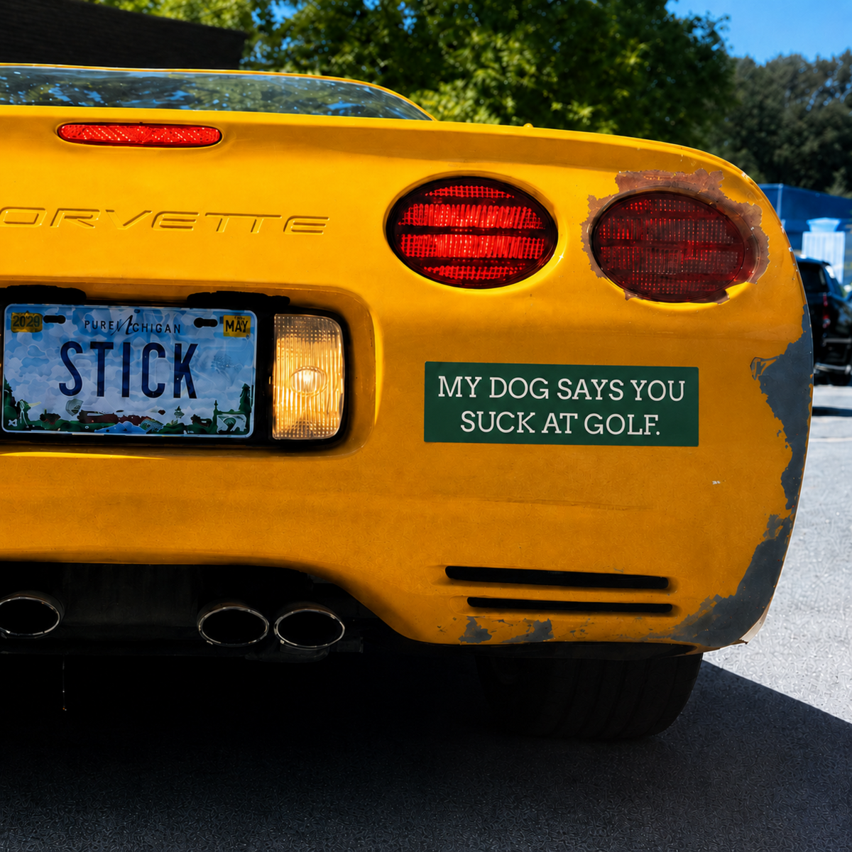 My Dog Says You Suck at Golf bumper sticker | Funny Golf Decal