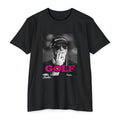 Golf smoker portrait T-Shirt | black & white photo, pink text